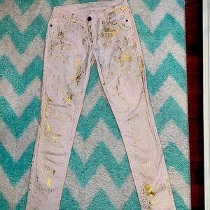 Vanilla Star Gold Splattered Skinny Jeans Size 5/6